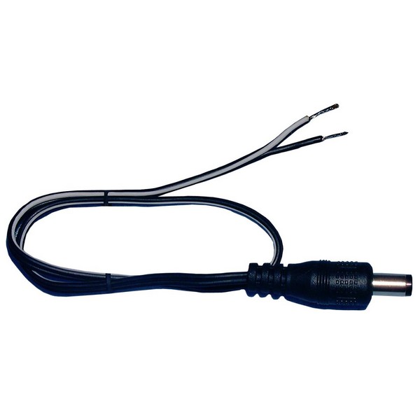 DC Power Cable, 2.1mm, Plug to stripped and tinned end, 1ft  48-1159