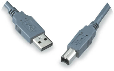 USB 2.0 Cable, A Male - B Male, Gray Cable, 1 Mt  C-237-1MBB