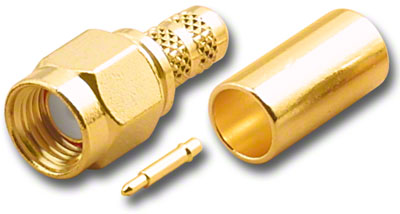 SMA Straight Crimp Plug-Captive Contact, RG58/U, Gold Plated   SMA-2518