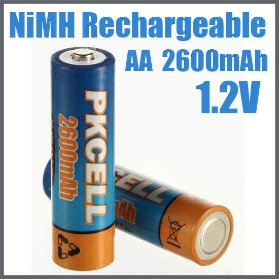 AA 2600mAh NiMH Rechargeable Battery, 2/Card AA2600-2, battery, batteries